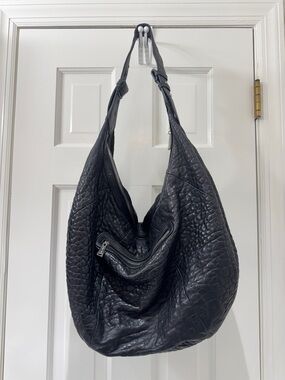 Black pebble Leather Hobo Bag - Women's Shoulder Bag. Size 22”by 14”. NWOT.